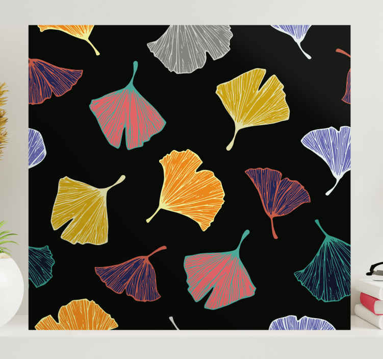 Cuadro de flores ilustraciones de hojas de ginkgo - TenVinilo