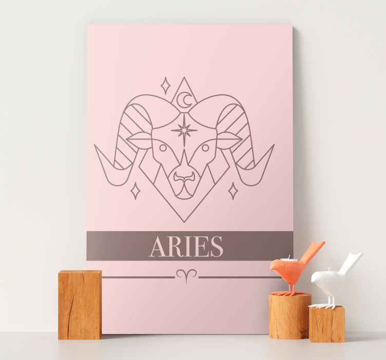 Aries pink card zodiac sign design bedroom canvas - TenStickers