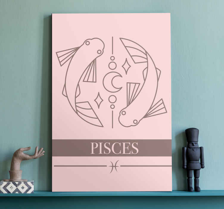 Kalat vaaleanpunainen kortti horoskooppi canvas makuuhuoneeseen -  Tenstickers