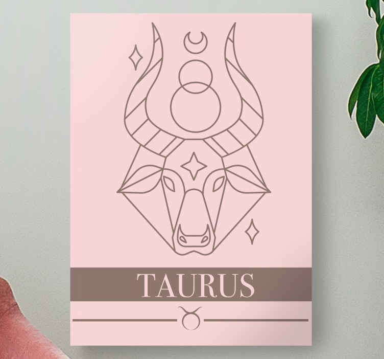 Härkä vaaleanpunainen kortti horoskooppi makuuhuone canvas - Tenstickers