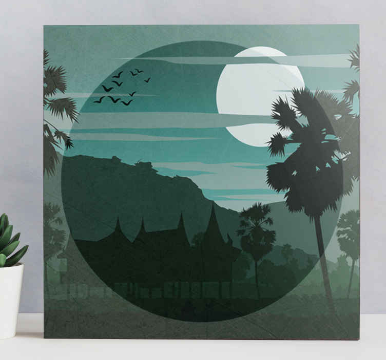 Serene moonlit view landscape canvas - TenStickers