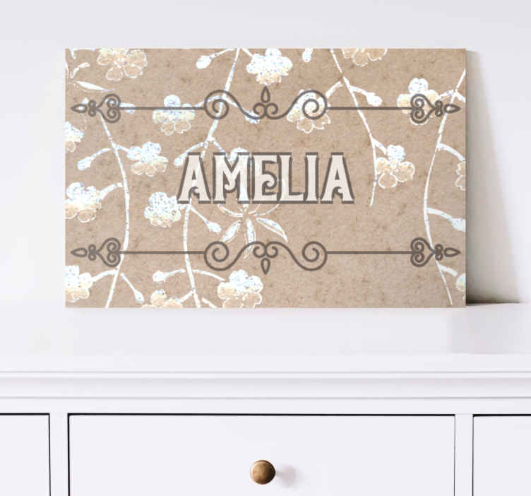 Custom canvas print floral name art - TenStickers