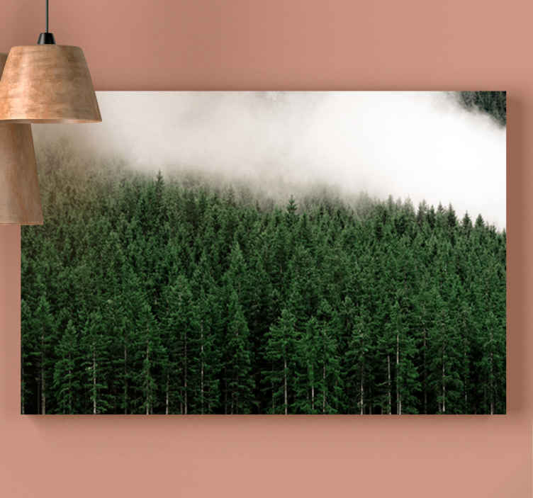 Cuadro de árboles bosque verde brumoso - TenVinilo