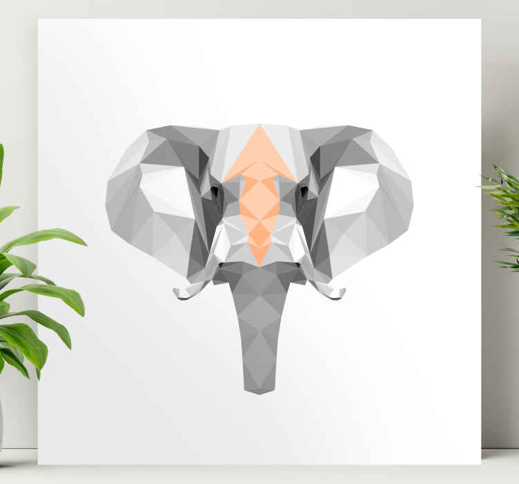 Cuadro de elefantes cabeza de elefante geométrica - TenVinilo