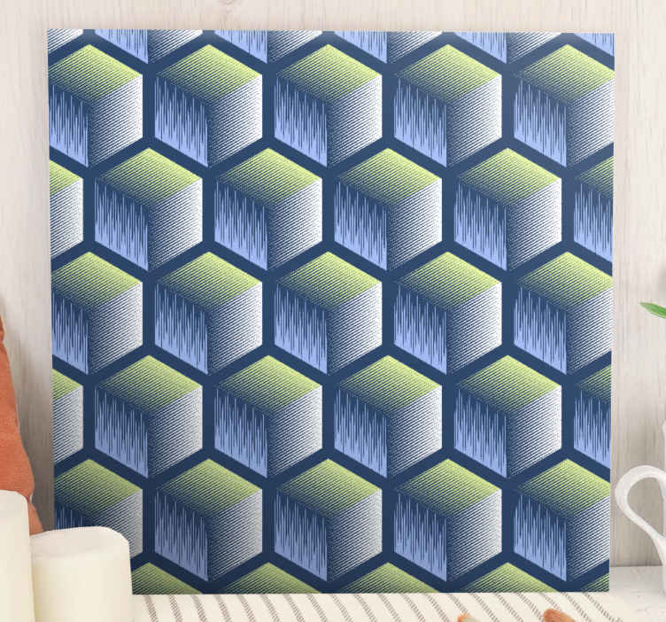 Geometric canvas hexagonal cube design - TenStickers