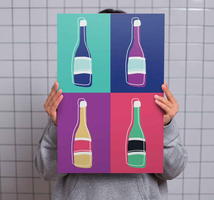 Pop art abstract champagne bottle modern canvas TenStickers