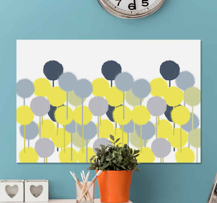 Yellow and gray circles art modern canvas TenStickers