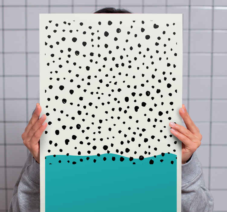 Cuadro moderno Cuadro abstracto azul con puntos negros - TenVinilo