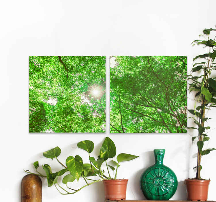 Quadro paesaggio Bella cima d'albero verde e soleggiata