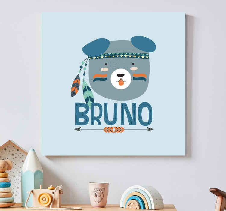 Playful Bear Illustration animal canvas wall art - TenStickers