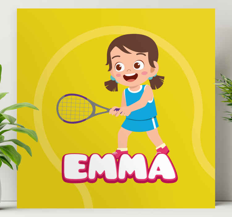 Girl tennis player with name customisable canvas prints TenStickers