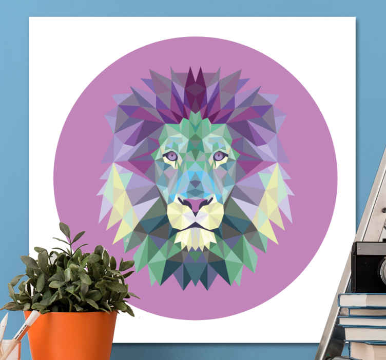 Cuadro animales Animales geométricos león morado - TenVinilo