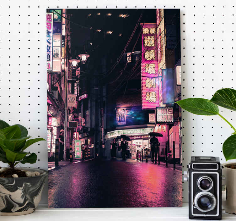 Cuadro ciudades Paisaje negro ciudad puesta de sol - TenVinilo