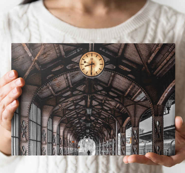 Cityscape wall art historic train station print - TenStickers