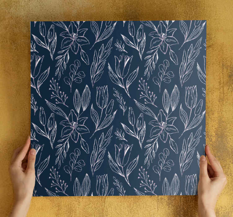 Cuadro de flores patrón de boceto floral - TenVinilo