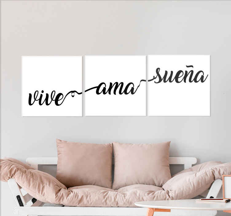 Dipinto camera da letto matrimoniale Vivi ama sogna