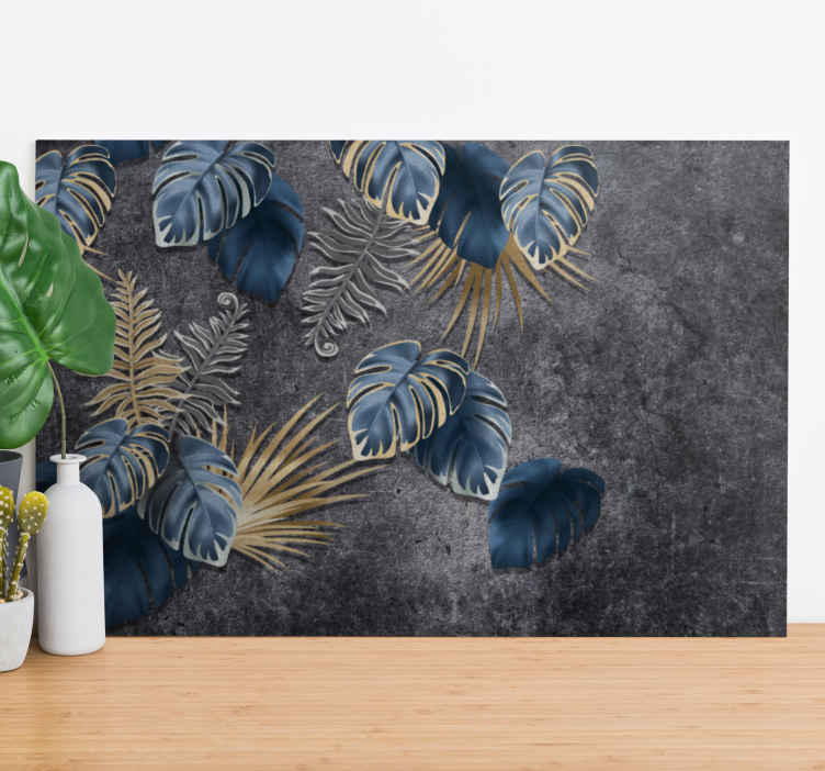 Quadro in 3D Effetto piante 3d su cemento