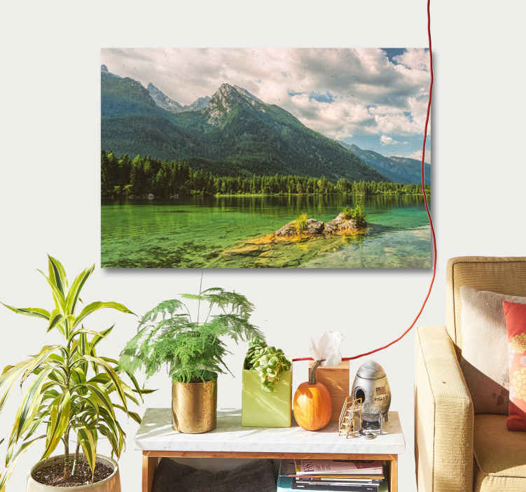 Quadro paesaggio Montagne e nuvole del lago