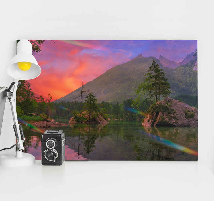 Quadro paesaggio Lago durante l'alba