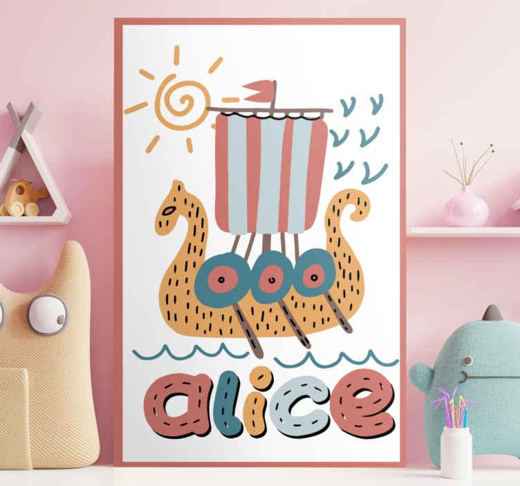 Vikingaskepp personlig canvas - Tenstickers