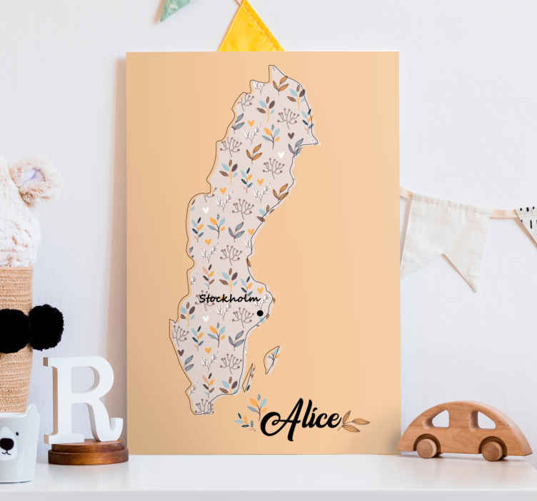 Personlig barnkarta över sverige canvas - Tenstickers