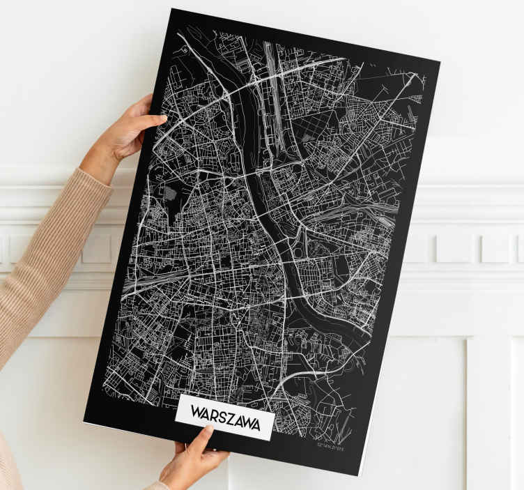 Obraz z miastem Mapa topograficzna warszawy - TenStickers