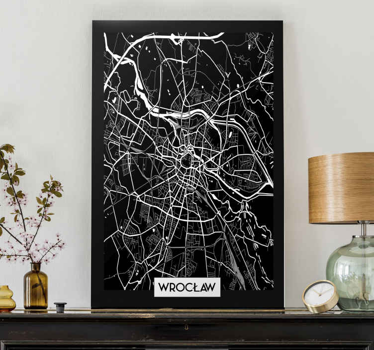 Obraz z miastem Mapa topograficzna wrocławia - TenStickers