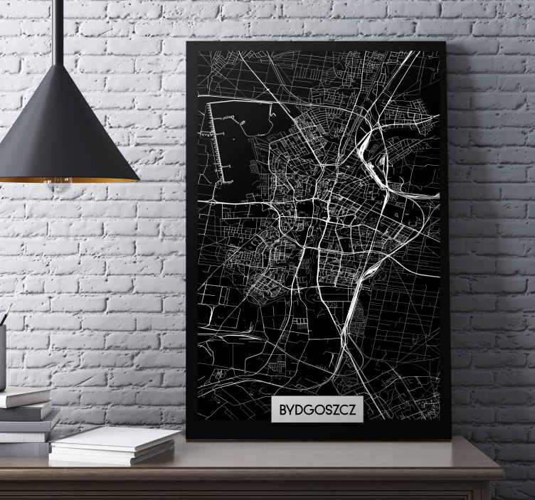 Obraz z miastem Mapa topograficzna bydgoszczy - TenStickers