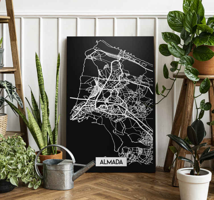 Quartos de cidades Mapa topográfico de almada - TenStickers