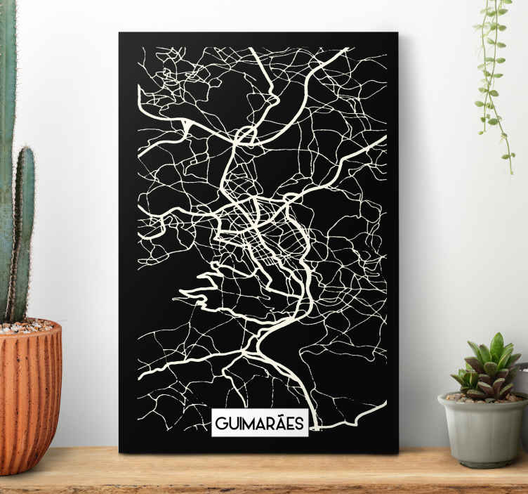 Quartos de cidades Mapa topográfico de guimarães - TenStickers