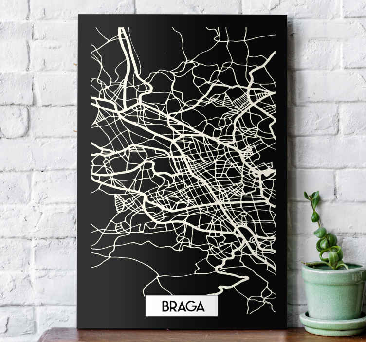 Quartos de cidades Mapa topográfico braga - TenStickers