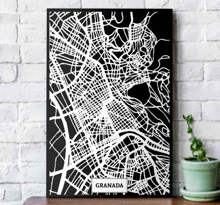 Cuadro ciudades con Mapa topográfico de Granada - TenVinilo