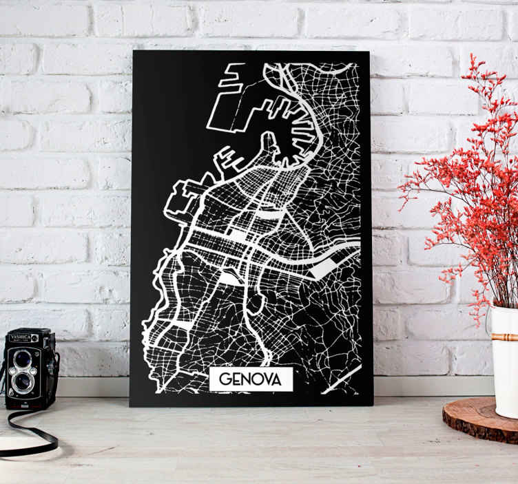 Quadro città e paesi Genova Carta Topografica - TenStickers