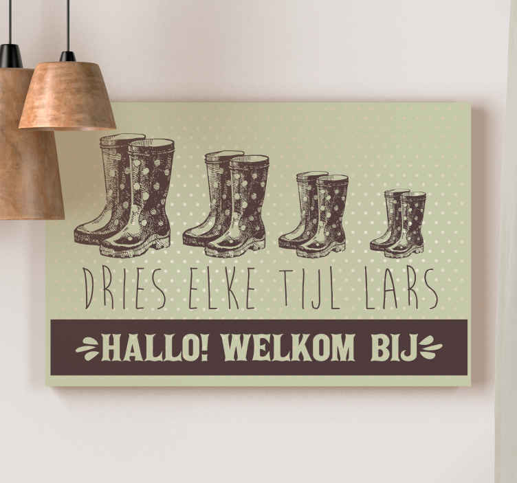 Gepersonaliseerde canvas schilderij welkom - TenStickers