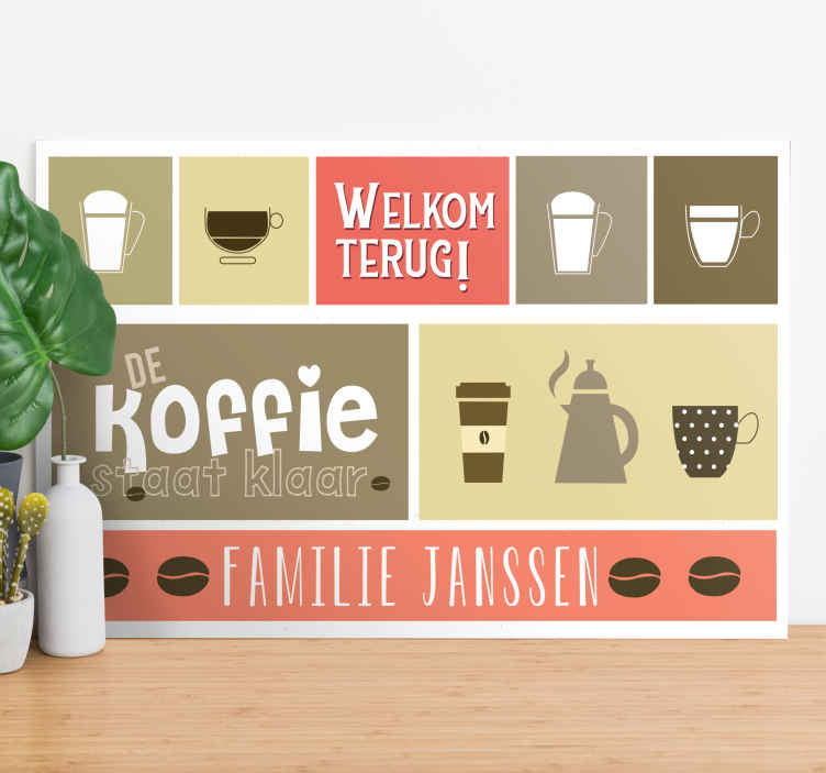 Gepersonaliseerde canvas welkom terug - TenStickers