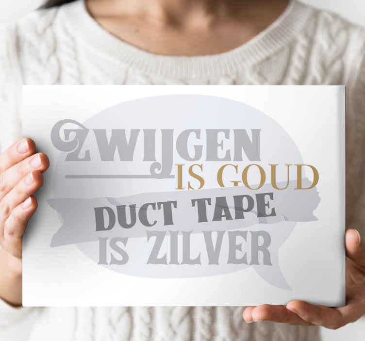 Ducttape is zilver canvas schilderij - TenStickers