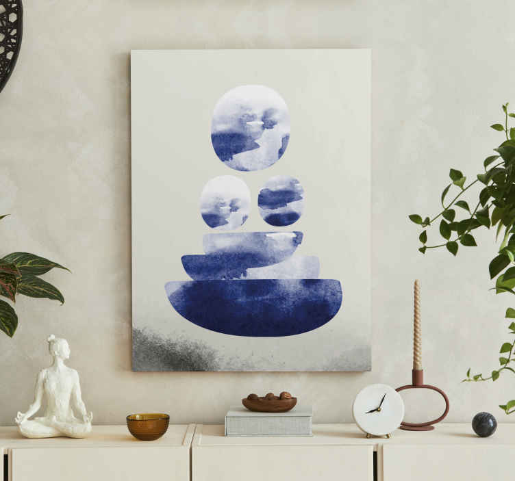 Wandbild Wohnzimmer blaue Wolkenformen - TenStickers