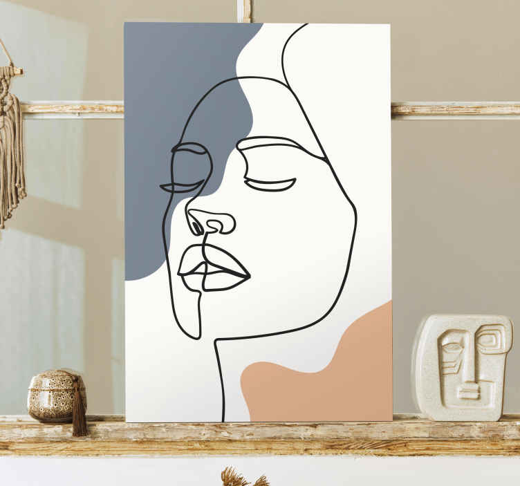 Wandbild Wohnzimmer lineares abstraktes Gesicht - TenStickers