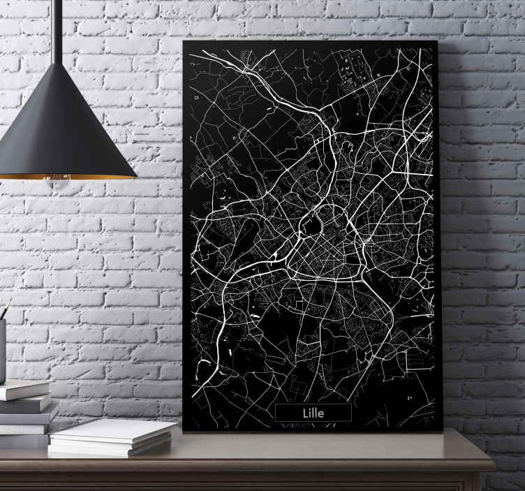 Tableau carte topographique Lille - TenStickers