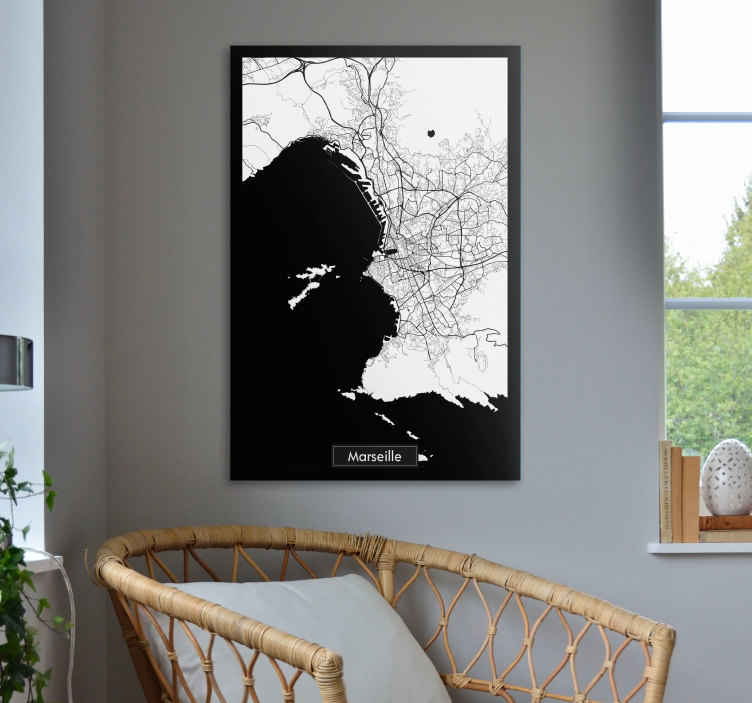Tableau carte topographique Marseille - TenStickers
