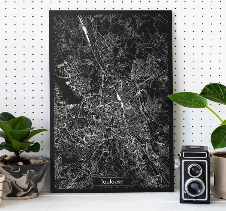 Tableau carte topographique Toulouse - TenStickers