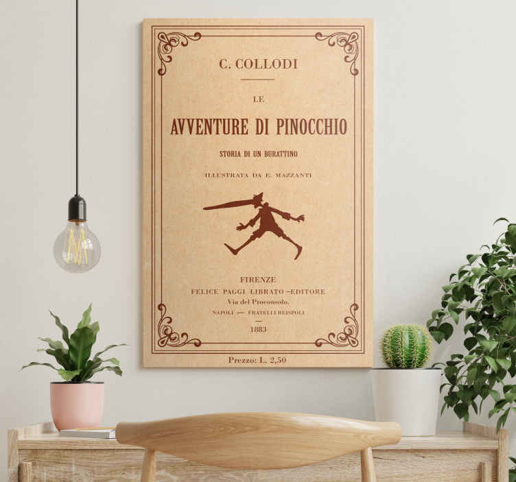 Quadro design vintage Pinocchio copertina - TenStickers