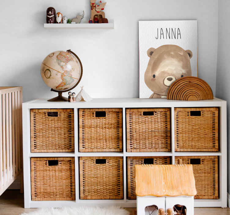 Quadros para quarto infantil ursinho com nome - TenStickers