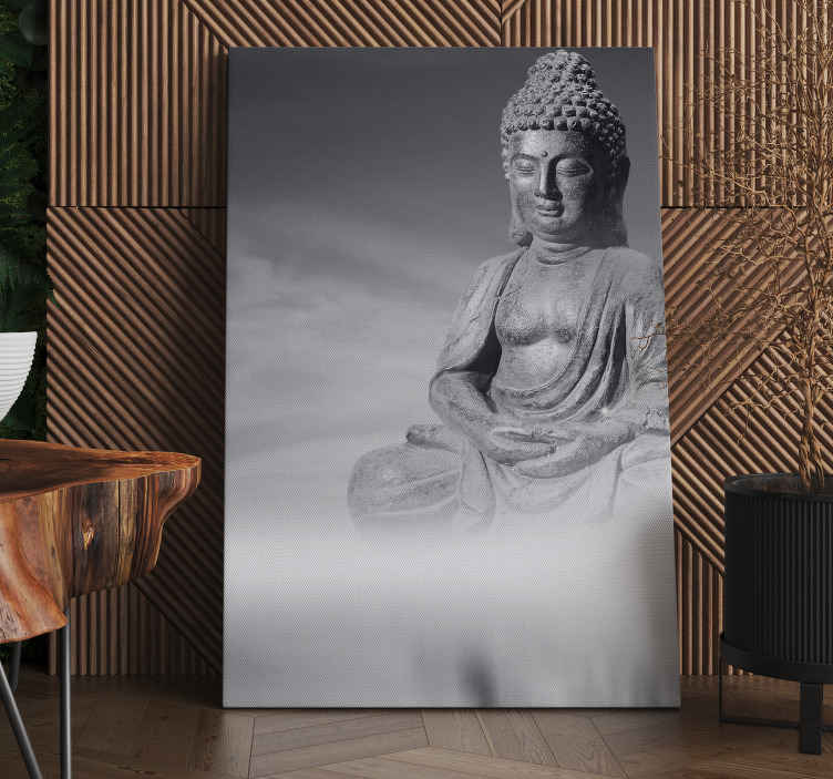 Tenstickers Zen-stijl grijze Boeddha schilderij