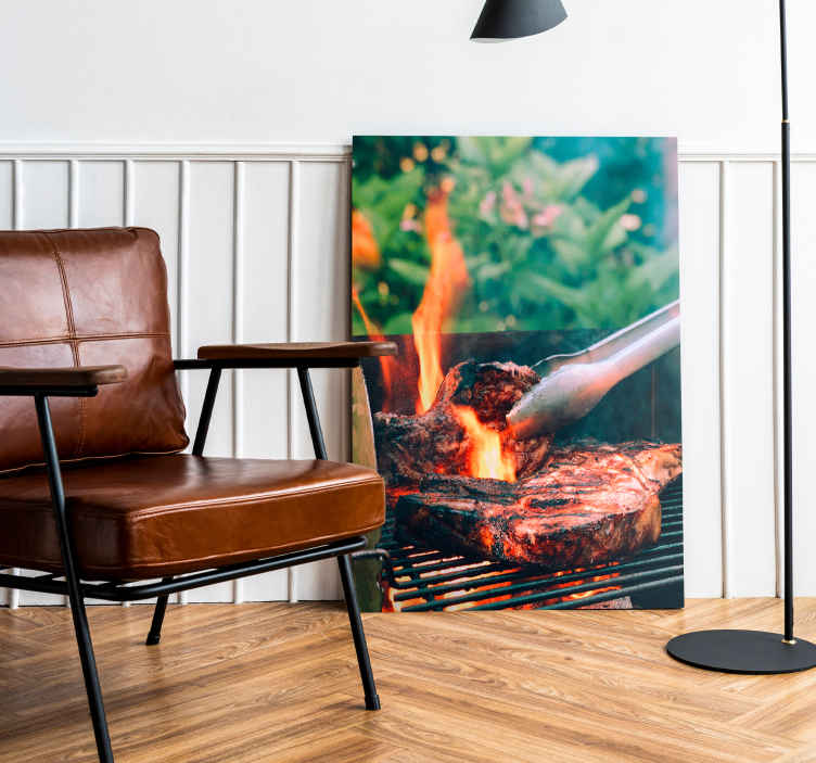 BBQ met vlees canvas schilderij - TenStickers