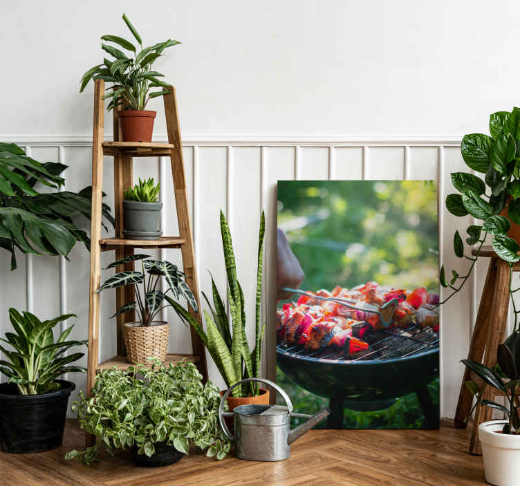 Canvas schilderij BBQ met groent - TenStickers