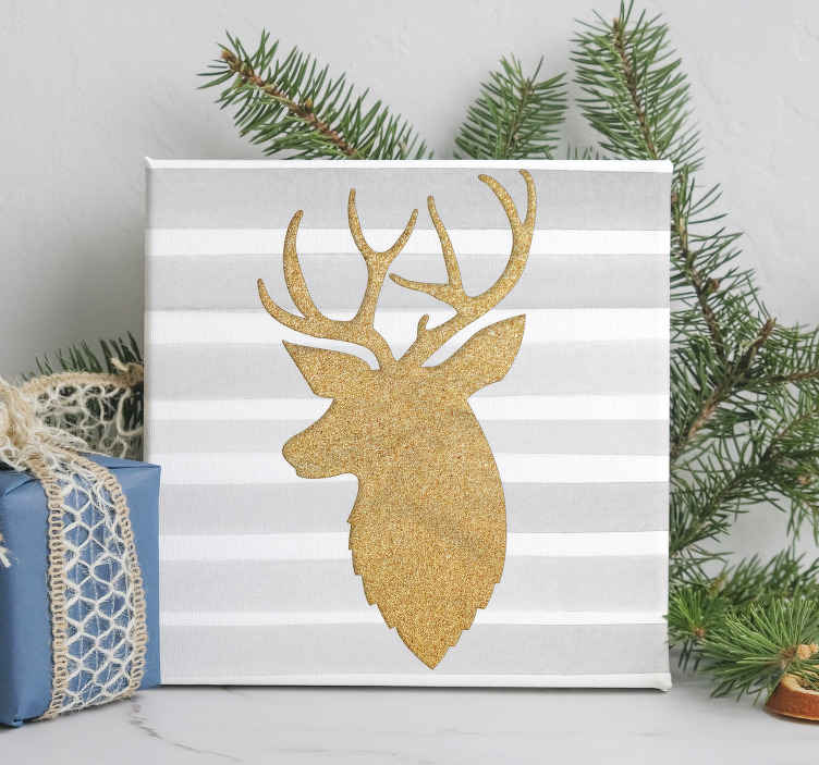 Tableau de noël renne d'or - TenStickers