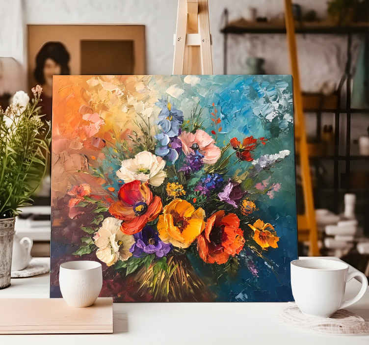 Flower Bouquet Canvas Wall Art - Tenstickers