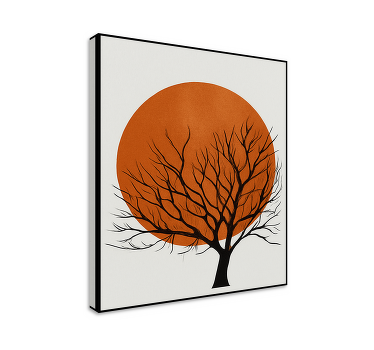 Tableau arbres silhouette de coucher de soleil doré - TenStickers