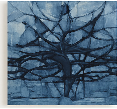 Tableau arbres conception de nuances de gris - TenStickers